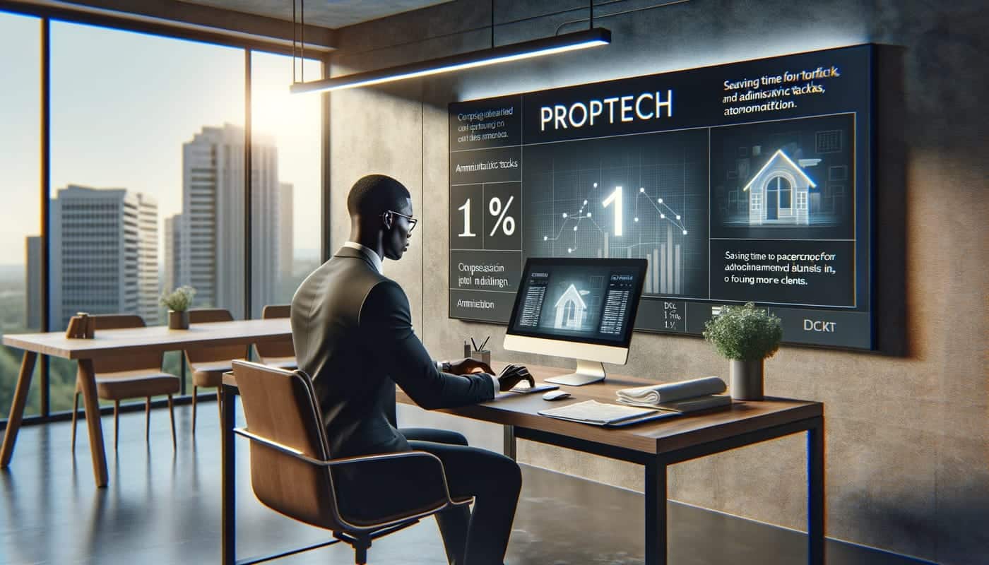 Photorealistic contextual image for: PropTech and the 1% Commission Model: Enhancing Efficiency in Real Estate